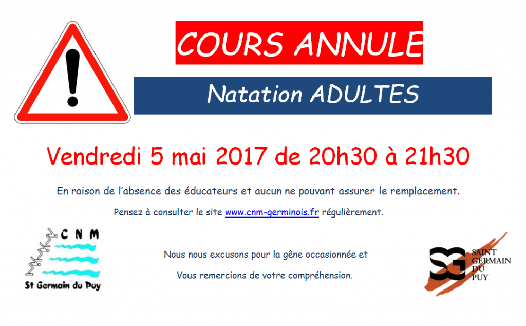 Annulation entrainement Adultes